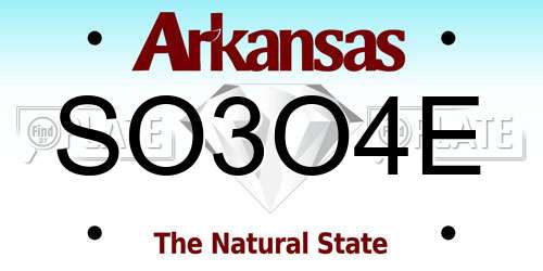 SO3O4E Arkansas License Plate