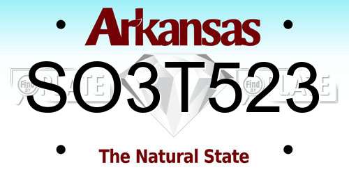 SO3T523 Arkansas License Plate