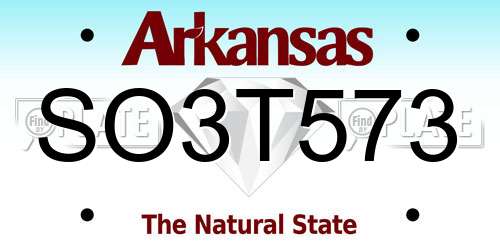 SO3T573 Arkansas License Plate