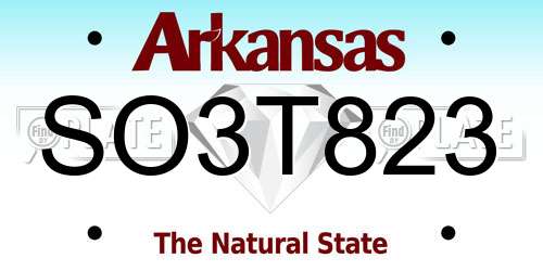 SO3T823 Arkansas License Plate