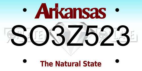 SO3Z523 Arkansas License Plate