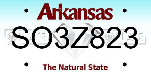 SO3Z823 Arkansas License Plate