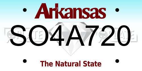 SO4A720 Arkansas License Plate