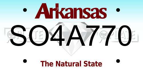 SO4A770 Arkansas License Plate