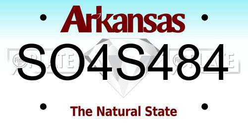 SO4S484 Arkansas License Plate