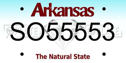 SO55553 Arkansas License Plate