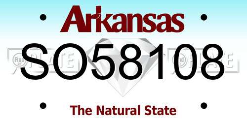 SO58108 Arkansas License Plate