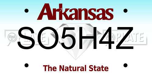 SO5H4Z Arkansas License Plate