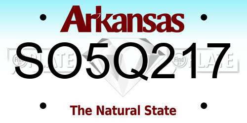 SO5Q217 Arkansas License Plate