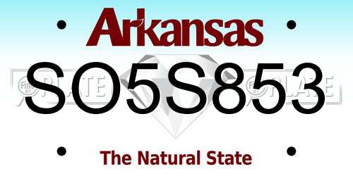 SO5S853 Arkansas License Plate