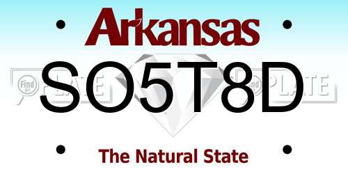 SO5T8D Arkansas License Plate