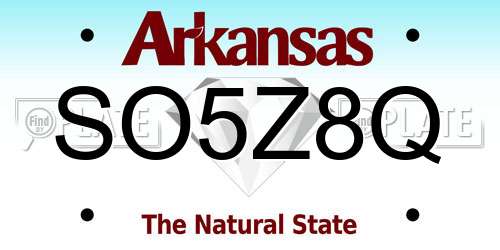 SO5Z8Q Arkansas License Plate
