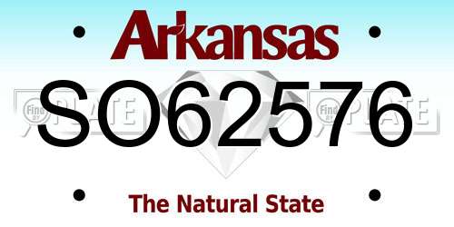 SO62576 Arkansas License Plate