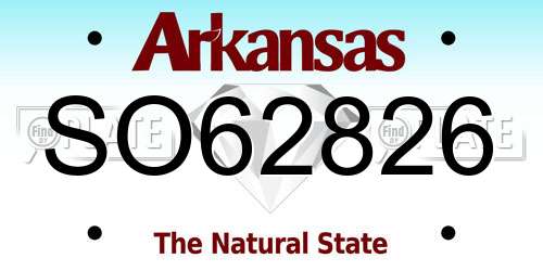 SO62826 Arkansas License Plate