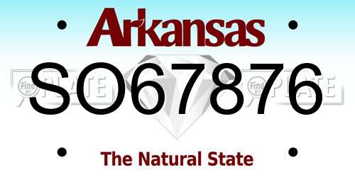SO67876 Arkansas License Plate
