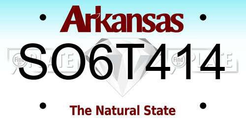 SO6T414 Arkansas License Plate