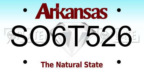 SO6T526 Arkansas License Plate