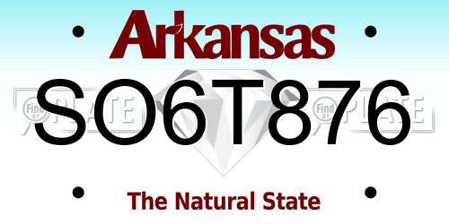 SO6T876 Arkansas License Plate