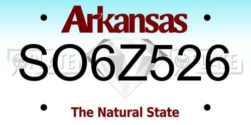 SO6Z526 Arkansas License Plate