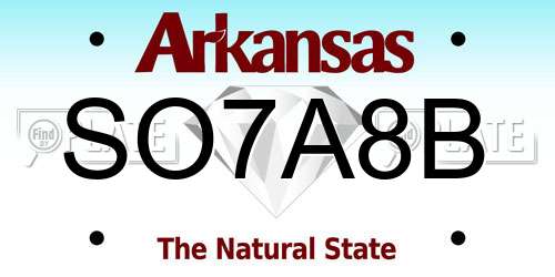 SO7A8B Arkansas License Plate