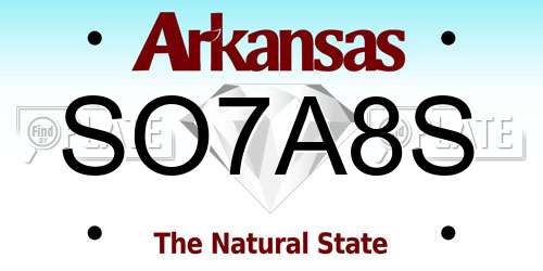 SO7A8S Arkansas License Plate