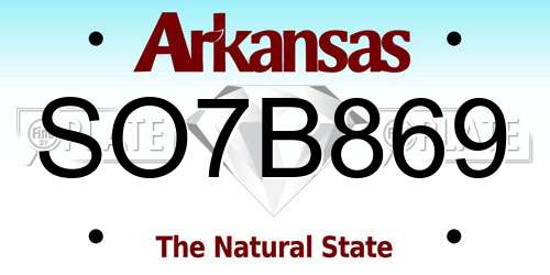 SO7B869 Arkansas License Plate