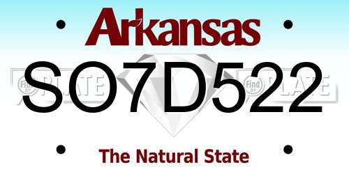 SO7D522 Arkansas License Plate
