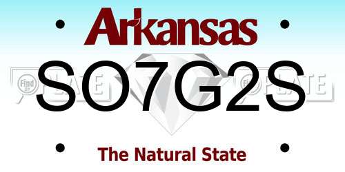 SO7G2S Arkansas License Plate