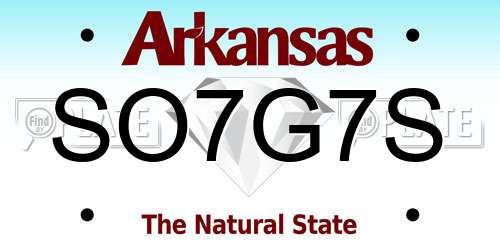 SO7G7S Arkansas License Plate