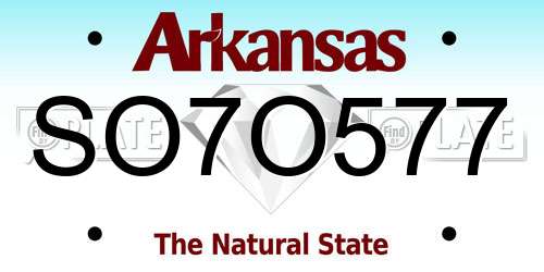 SO7O577 Arkansas License Plate