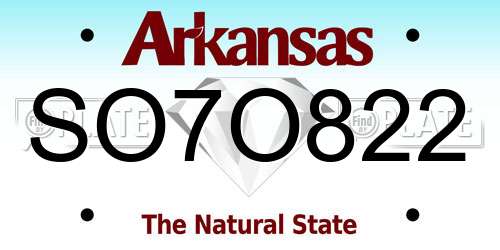 SO7O822 Arkansas License Plate