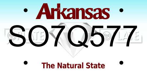 SO7Q577 Arkansas License Plate