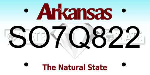 SO7Q822 Arkansas License Plate