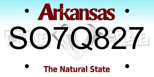 SO7Q827 Arkansas License Plate