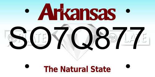 SO7Q877 Arkansas License Plate