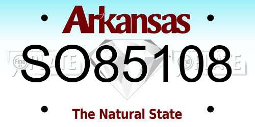SO85108 Arkansas License Plate