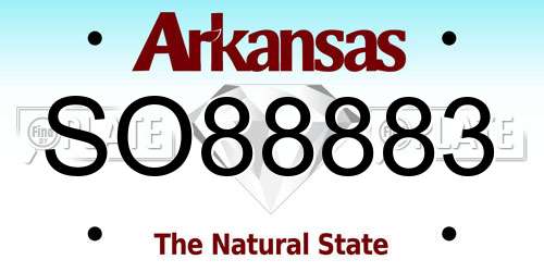 SO88883 Arkansas License Plate