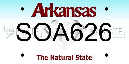 SOA626 Arkansas License Plate