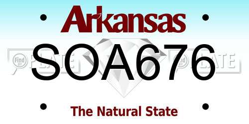 SOA676 Arkansas License Plate