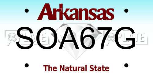 SOA67G Arkansas License Plate