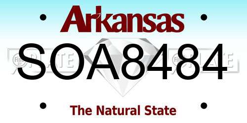 SOA8484 Arkansas License Plate