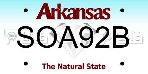 SOA92B Arkansas License Plate