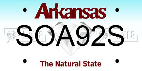 SOA92S Arkansas License Plate