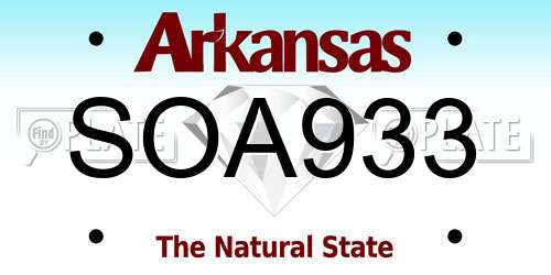 SOA933 Arkansas License Plate
