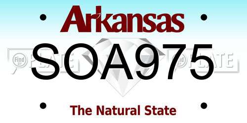 SOA975 Arkansas License Plate