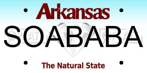 SOABABA Arkansas License Plate
