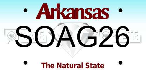 SOAG26 Arkansas License Plate