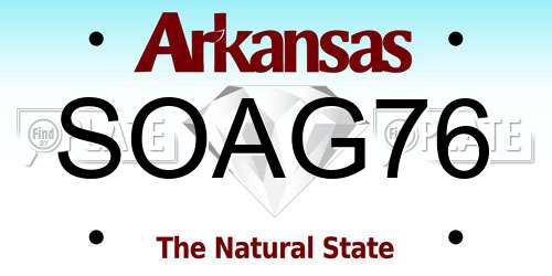 SOAG76 Arkansas License Plate