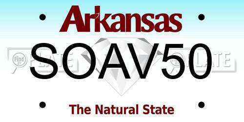 SOAV50 Arkansas License Plate