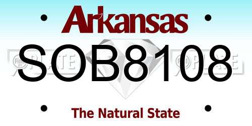 SOB8108 Arkansas License Plate